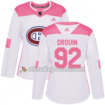 Montreal Canadiens Dresy Jonathan Drouin 92 Bílá 2017-2018 Adidas Růžová Fashion Authentic - Dámské